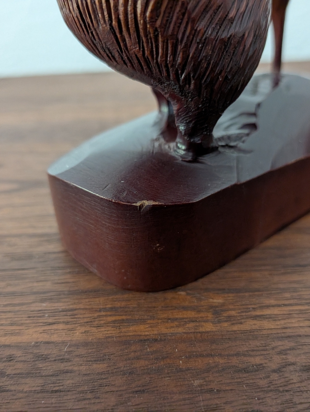 Vintage Hand Carved Wooden Kiwi Bird w/ Brass Eyes Tawa, New Zealand 3.75 in - Picture 8 of 12